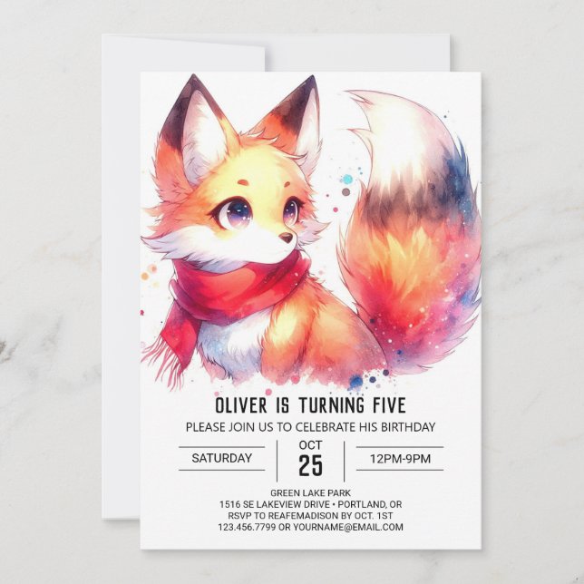 Invitation Joyeux anniversaire en ligne de Fox (Devant)