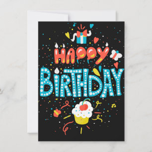 Invitation Joyeux anniversaire en noir
