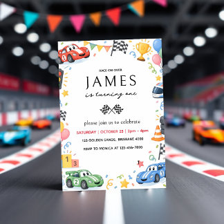 Invitation Joyeux Anniversaire Enfant Voiture de Course Dessi