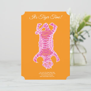 Invitation Joyeux anniversaire et/ou cocktail Tigre rose