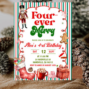 Invitation Joyeux Anniversaire Fantaisiste Noël Quatre pour t