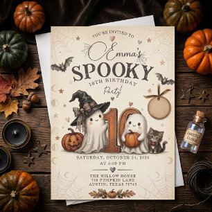 Invitation Joyeux Anniversaire Fantôme Mignon Halloween 10 an