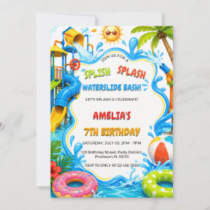 Invitation Joyeux Anniversaire Fête au Parc Aquatique Tropica