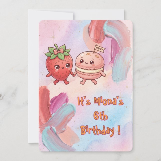 Invitation Joyeux Anniversaire Fête de Dessins Animés Mignons (Devant)