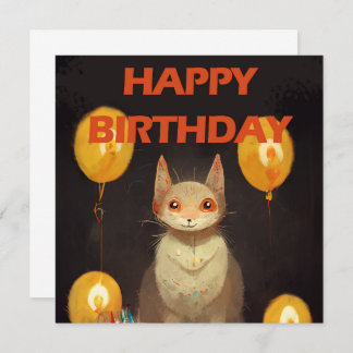 Invitation Joyeux anniversaire ! - fête du chat