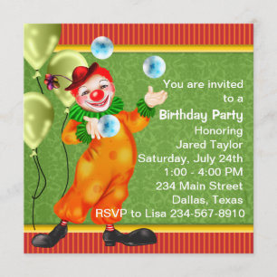 Invitation Joyeux Anniversaire Fête du Cirque Clown