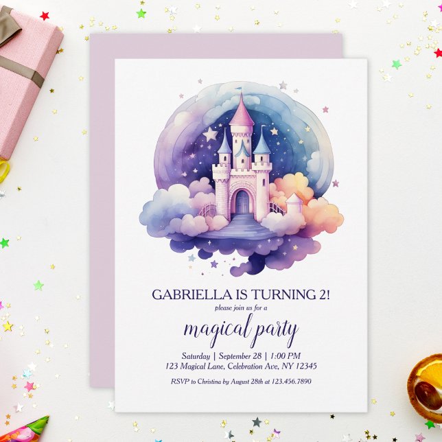 Invitation Joyeux Anniversaire Filles Château Conte de Fée Ar (Créateur téléchargé)