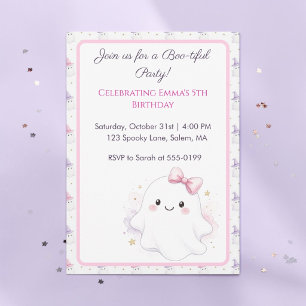 Invitation Joyeux Anniversaire Filles Fantômes Rose Halloween