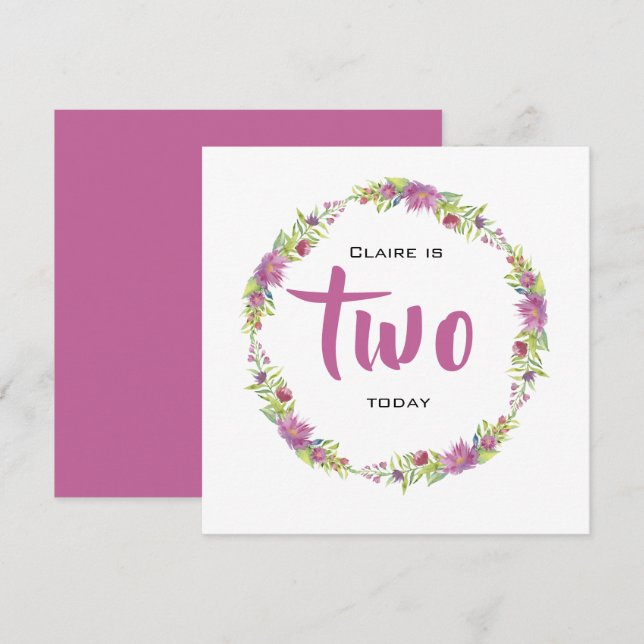 Invitation Joyeux Anniversaire fleur de printemps germinale - (Devant / Derrière)