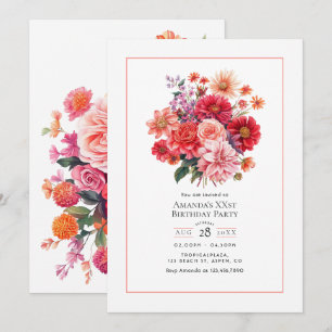 Invitation Joyeux Anniversaire Fleurs Éclatantes