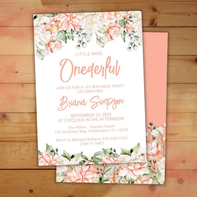 Invitation Joyeux Anniversaire Fleurs Ivory Blush de Pêche On (Créateur téléchargé)