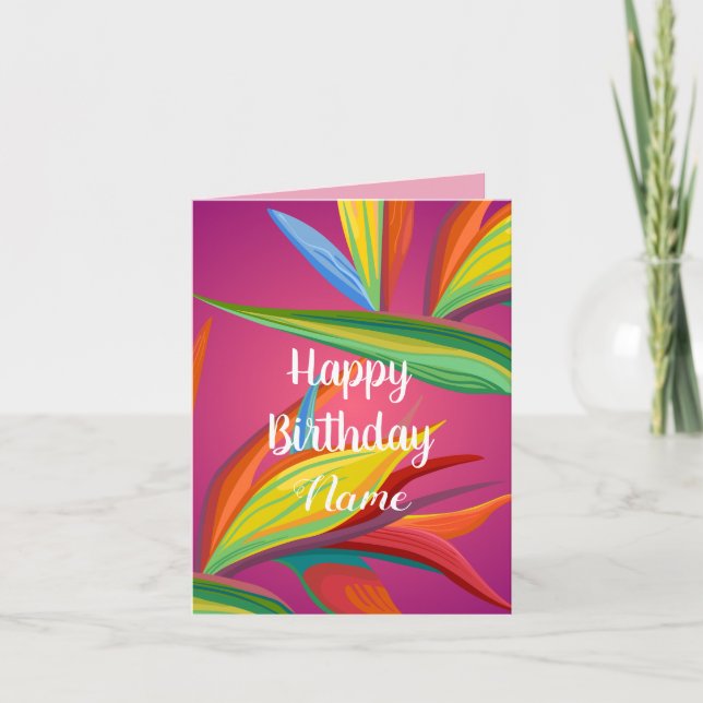 Invitation Joyeux anniversaire Fleurs tropicales (Devant)