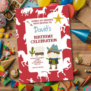 Invitation Joyeux Anniversaire Garçon Cheval Rouge Mignon