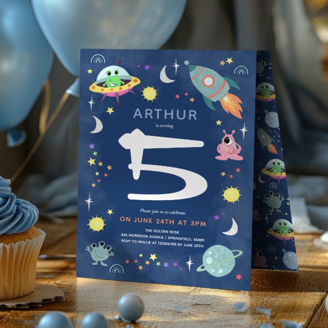 Invitation Joyeux Anniversaire Garçons Monstre Alien Bleu Mig (Créateur téléchargé)