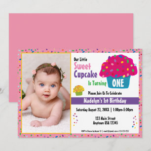 Invitation Joyeux Anniversaire Gâteau Glaçé avec Paillettes