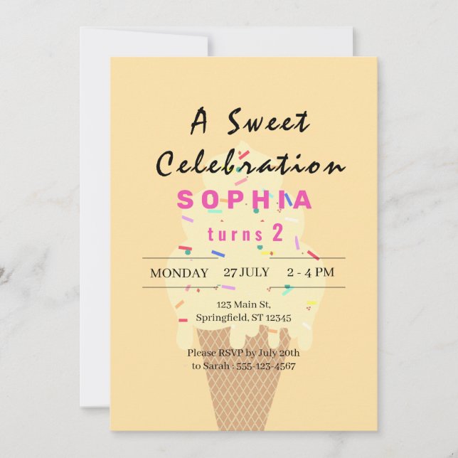 Invitation Joyeux Anniversaire Glace Sucrée (Devant)
