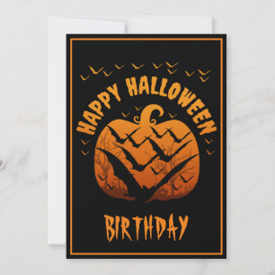 INVITATION JOYEUX ANNIVERSAIRE HALLOWEEN CITROUILLE CHAUVES-S