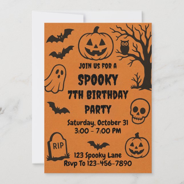 Invitation Joyeux anniversaire Halloween effrayant (Devant)