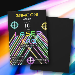 Invitation Joyeux Anniversaire Laser Tag Néon Coloré
