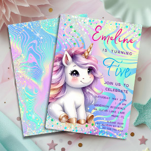 Invitation Joyeux Anniversaire Licorne Magique Pailletée Mign