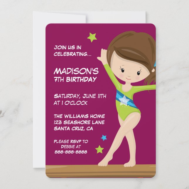 Invitation Joyeux anniversaire | Little Gymnaste (Devant)