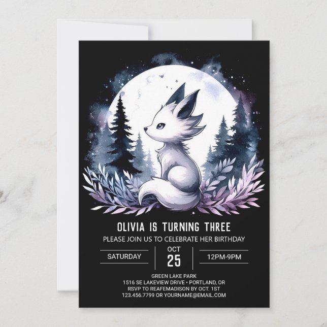 Invitation Joyeux Anniversaire Loup Boho Sucré  (Devant)
