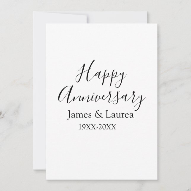 Invitation Joyeux anniversaire mariage nom date année simple  (Devant)