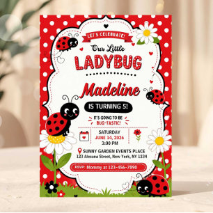Invitation Joyeux Anniversaire Mignonne Coccinelle Rouge Noir