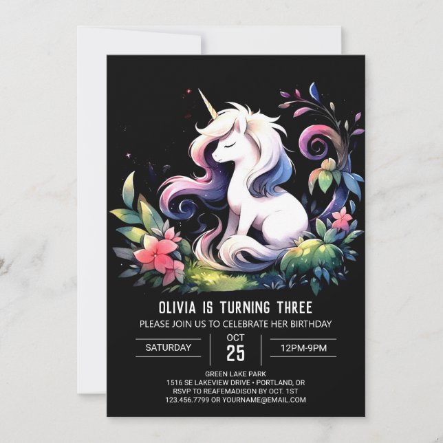 Invitation Joyeux anniversaire minimaliste de cheval (Devant)
