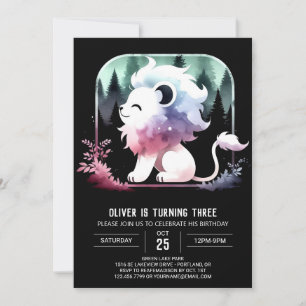 Invitation Joyeux anniversaire minimaliste du lion