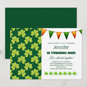 Invitation Joyeux Anniversaire Motif Trèfle Vert Mignon