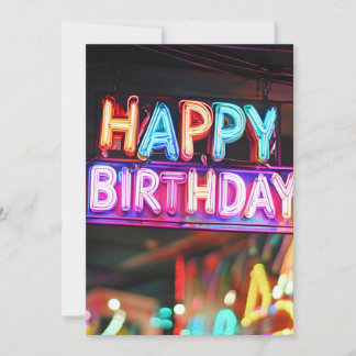 Invitation Joyeux Anniversaire Neon Signes Bannière Anniversa