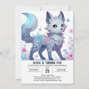 Invitation Joyeux anniversaire numérique du loup enchanté