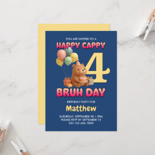 Invitation JOYEUX ANNIVERSAIRE Ourson Mignon 4ème Anniversair