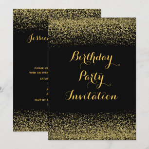 Invitation Joyeux Anniversaire Paillettes Dorées
