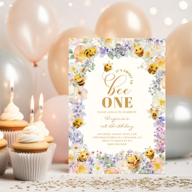 Invitation Joyeux Anniversaire Petite Abeille Mignonne (Cute Bee Birthday Invitation
)