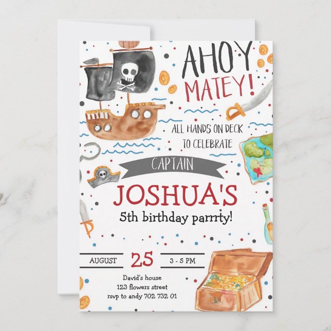 Invitation Joyeux anniversaire Pirate Boy (Devant)