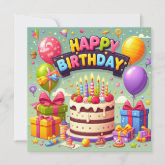 Invitation Joyeux anniversaire pour les enfants - Ballons col