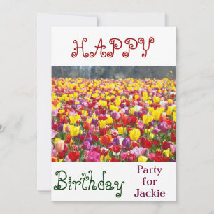 Invitation Joyeux Anniversaire pour Votre Nom ! Fleurs de Tul