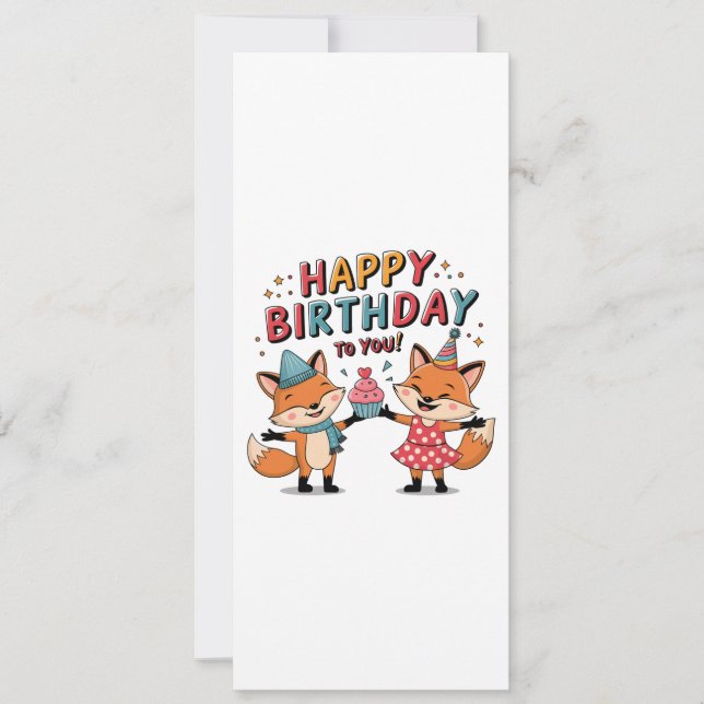 Invitation Joyeux Anniversaire Renards (Devant)