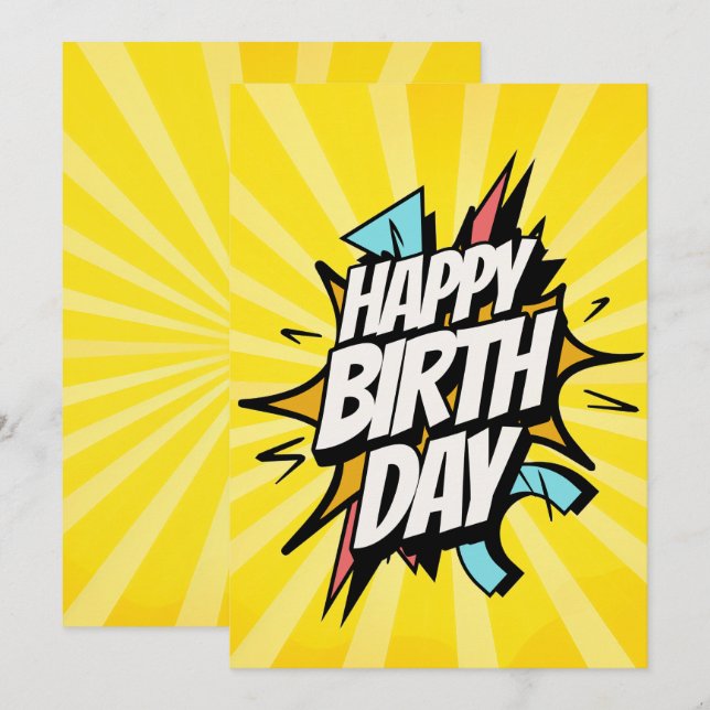 Invitation Joyeux Anniversaire Rétro BD ! (Devant / Derrière)
