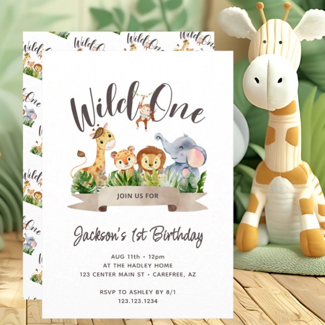 Invitation Joyeux Anniversaire Safari Mignon (Créateur téléchargé)