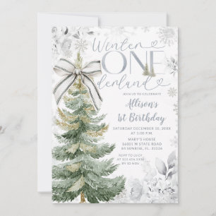 Invitation Joyeux anniversaire Silver Winter ONEderland arbre
