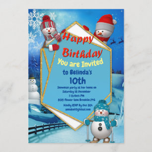 Invitation Joyeux anniversaire Snowman Party