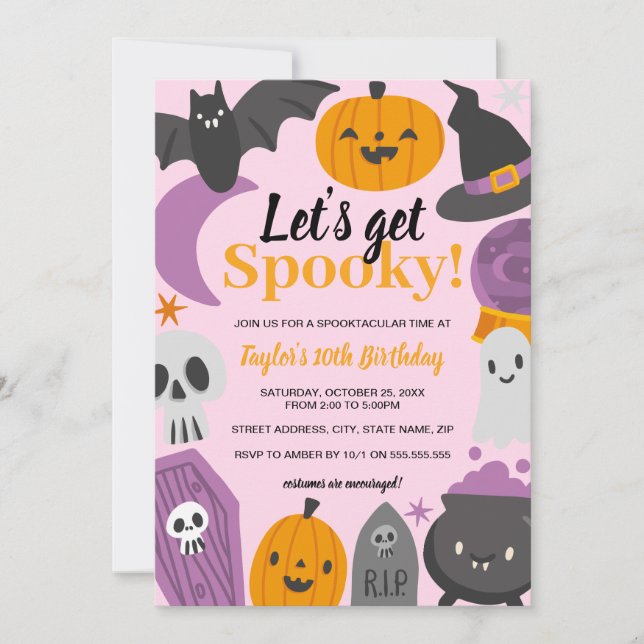 Invitation Joyeux Anniversaire Soirée Halloween Effrayante  (Devant)