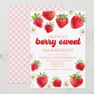 Invitation Joyeux Anniversaire Sucré aux Fraises