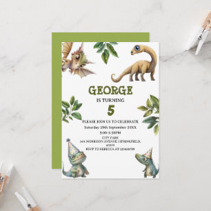 Invitation Joyeux Anniversaire sur le thème des dinosaures po