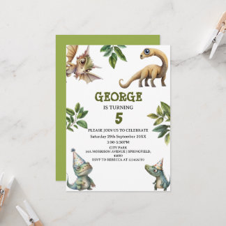 Invitation Joyeux Anniversaire sur le thème des dinosaures po
