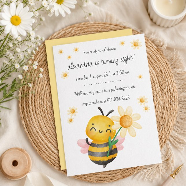 Invitation Joyeux anniversaire Sweet Bee  (Créateur téléchargé)