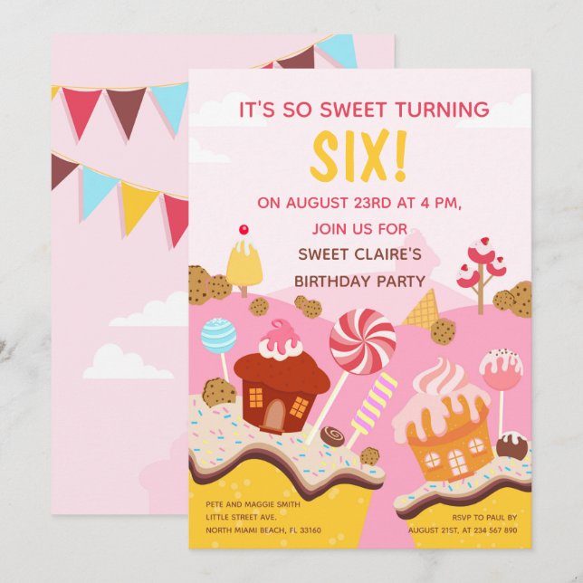 Invitation Joyeux anniversaire Sweet cupackes (Devant / Derrière)